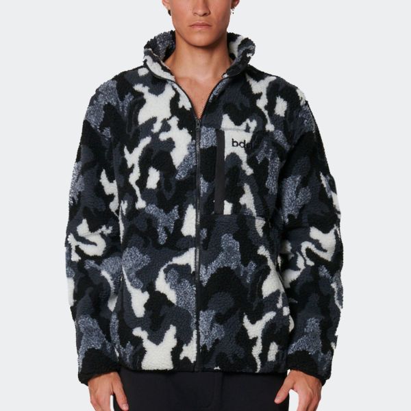 Body Action Printed Sherpa Fleece Men's Jacket 073529-01-CamoBlack